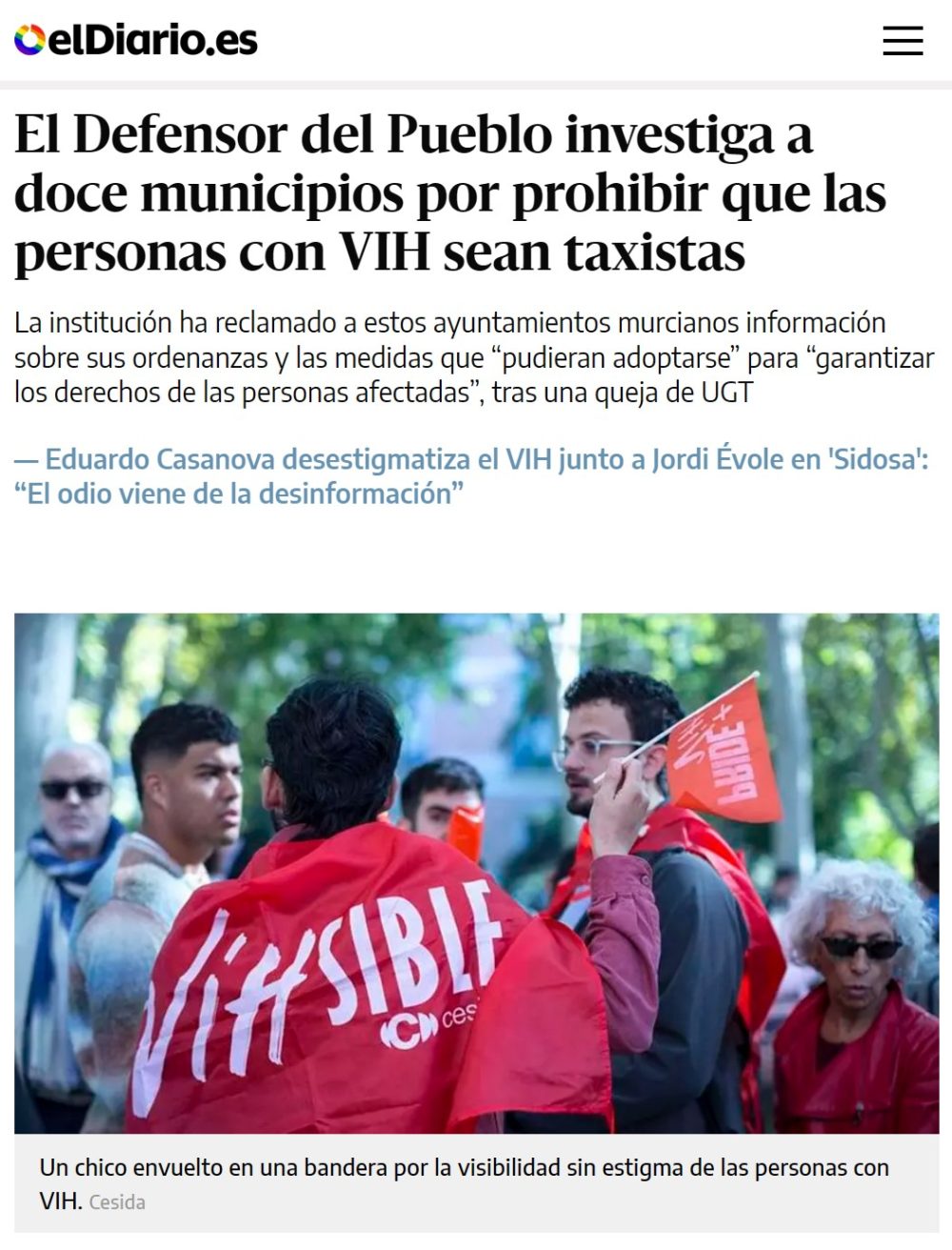 El Defensor del Pueblo investiga a doce municipios por prohibir que las personas con VIH sean taxistas