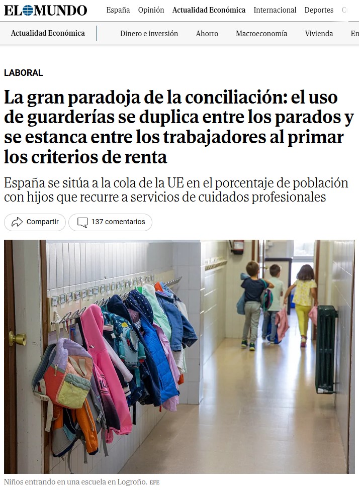 Pagar impuestos para pagarle la guardería a gente que está en paro.
