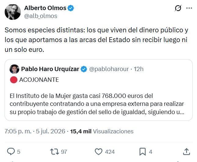 El Instituto de la Mujer gasta casi 768.000 euros del contribuyente contratando a una empresa externa para realizar su propio trabajo de gestión del sello de igualdad, siguiendo un patrón de externalización innecesaria ya criticado por el Tribunal de Cuentas
