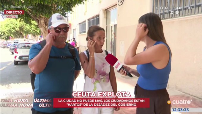 Miguel y Carmen, vecinos de Ceuta indignados: “Si hay otra avalancha, cogemos las maletas y nos vamos de aquí”.