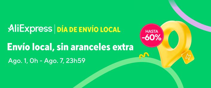 DÍA DE ENVÍO LOCAL (sin aranceles extra) en AliExpress | Termina mañana