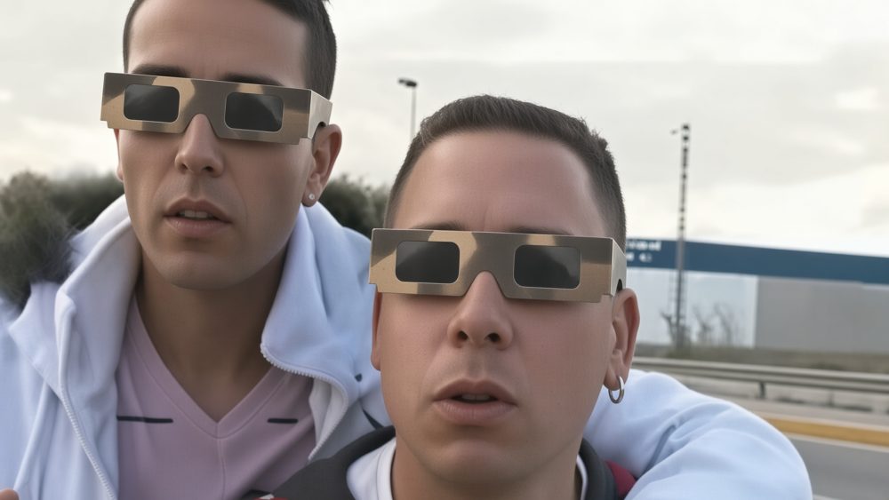 Marcos Llorente viendo el eclipse.
