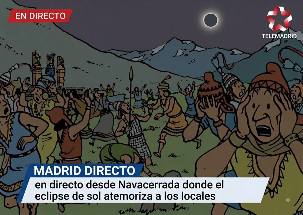Así estaba Navacerrada ayer durante el eclipse.
