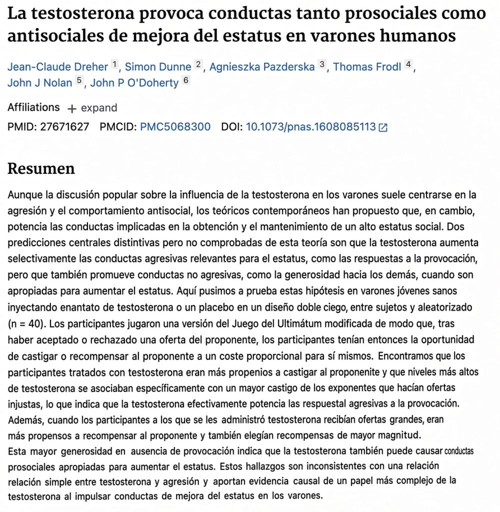 La testosterona literalmente contrarresta la conformidad: Dale testosterona a los hombres y se vuelven menos receptivos a las expectativas del público