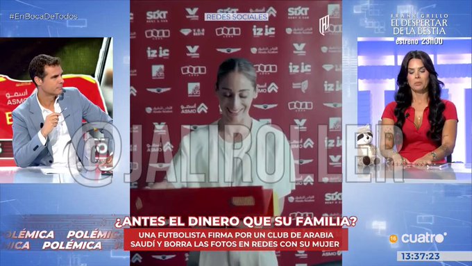 Nicole Delgado (trans) a Paco Camisetas sobre la futbolista lesbiana que ha borrado las fotos de su novia en Instagram tras aceptar una oferta de un equipo saudí: "Mi dignidad no tiene precio, a lo mejor la tuya sí".