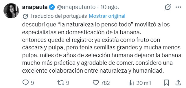 Y por esto mi fruta preferida es la banana.