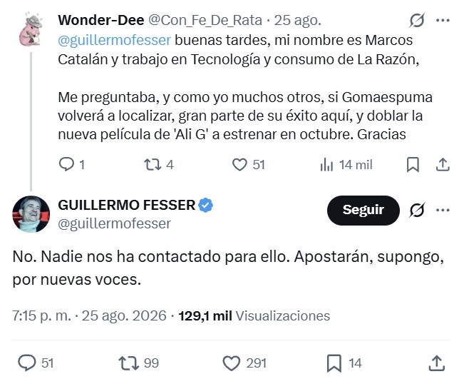 Gomaespuma ya no pondrá las voces en la nueva película de Ali G.