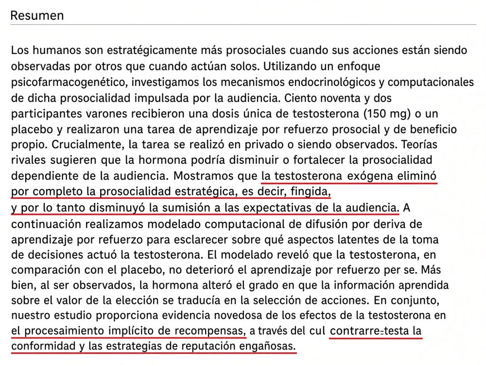 La testosterona literalmente contrarresta la conformidad: Dale testosterona a los hombres y se vuelven menos receptivos a las expectativas del público