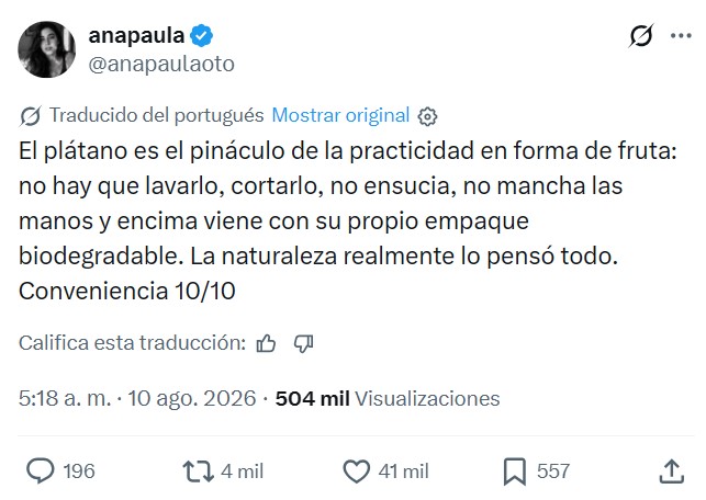 Y por esto mi fruta preferida es la banana.