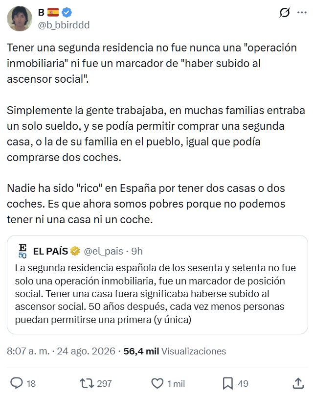 Antes la gente aspiraba a tener una segunda vivienda. Ahora la gente SUEÑA con tener una primera vivienda.