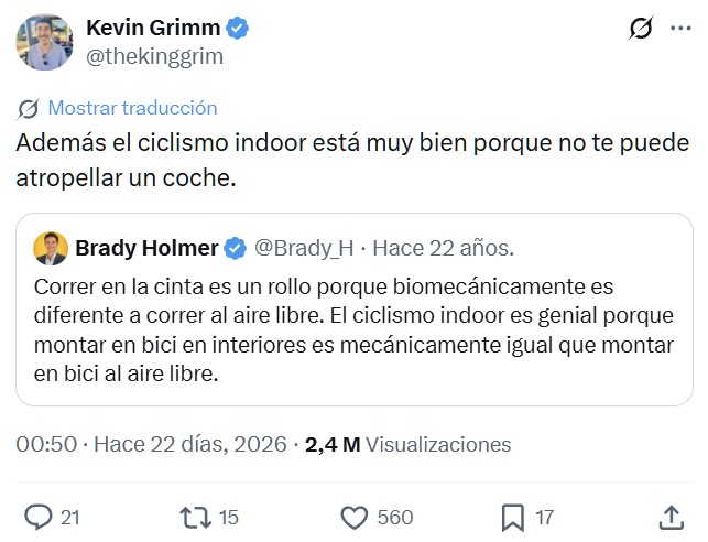 "El ciclismo indoor está muy bien porque no te puede atropeIIar un coche"