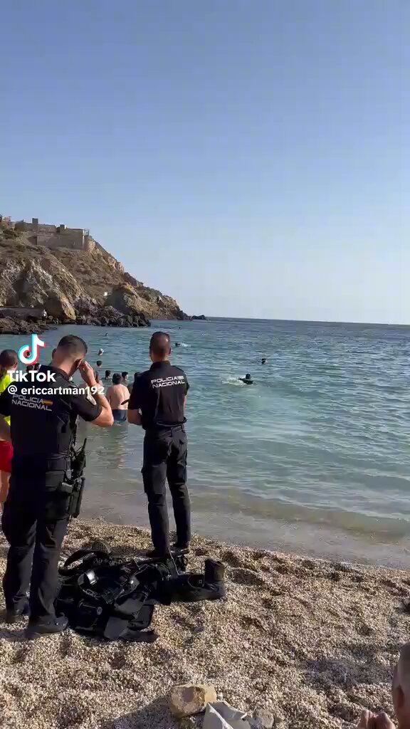 Dos policías nacionales se tiran al mar para detener a un carterista.