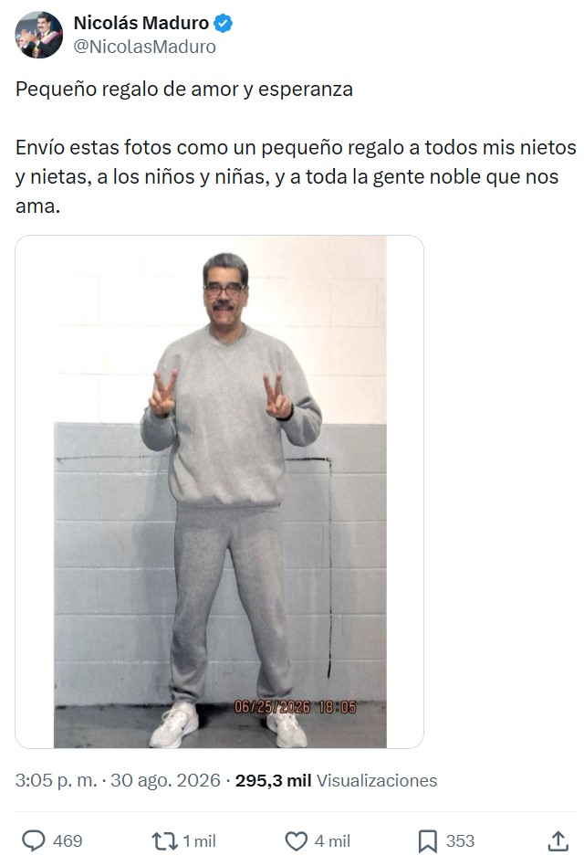 Maduro acaba de publicar esto en sus redes sociales.