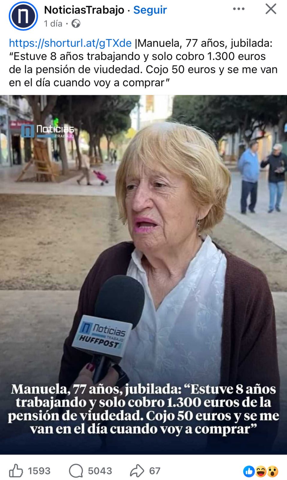 Trabajó un 10% de su vida y cobrar 1300 euros durante 20-30 años le parece poco.