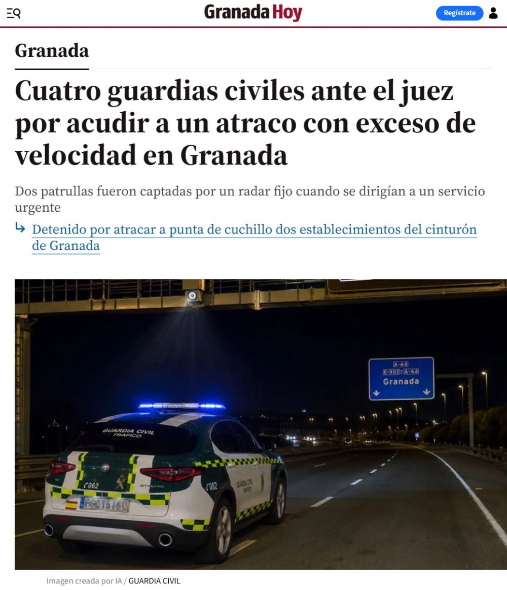 Cuatro Guardia Civiles acaban enjuiciados tras ser captados a gran velocidad por un radar mientras acudían a un atraco.