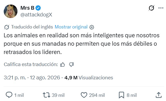 Los animales tienen algo que nosotros hemos perdido: instinto de supervivencia.