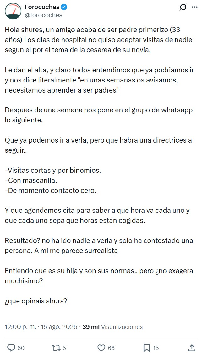 Acaban de ser padres y comparten una lista de "directrices" para poder visitar a su hijo recién nacido.