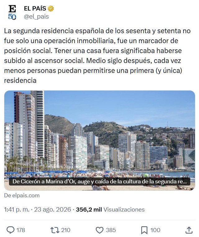 Antes la gente aspiraba a tener una segunda vivienda. Ahora la gente SUEÑA con tener una primera vivienda.