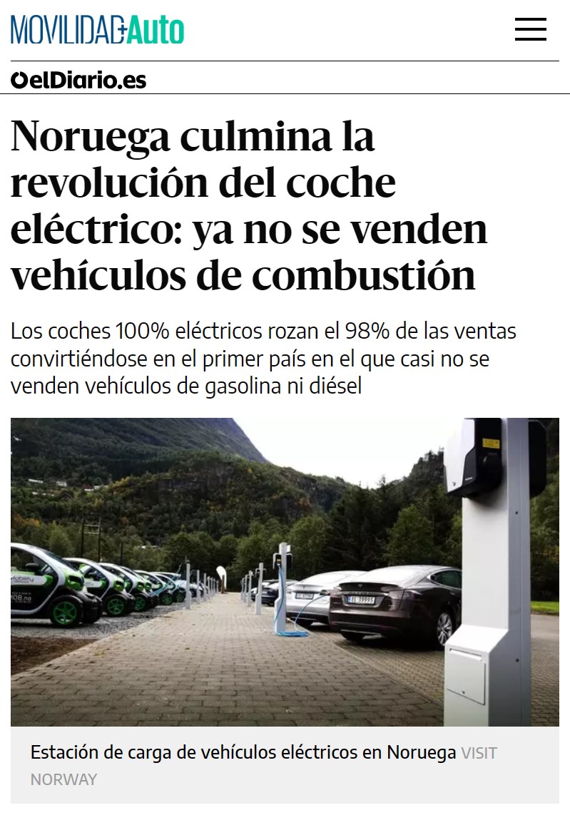 En Noruega ya no se vende ni un coche de combustión.