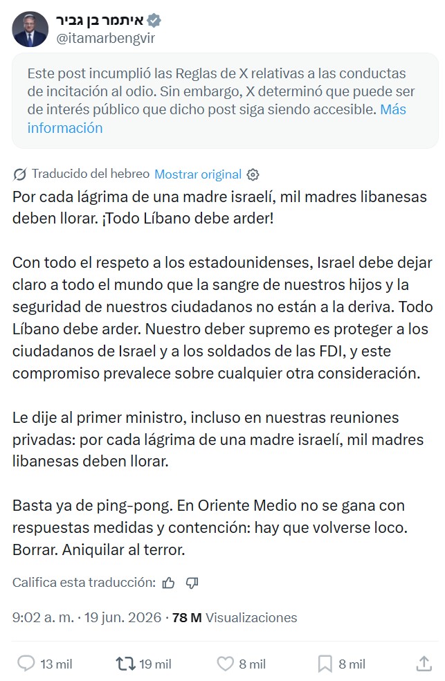 El ministro de defensa de Israel acaba de hacer unas declaraciones un tanto... controvertidas.