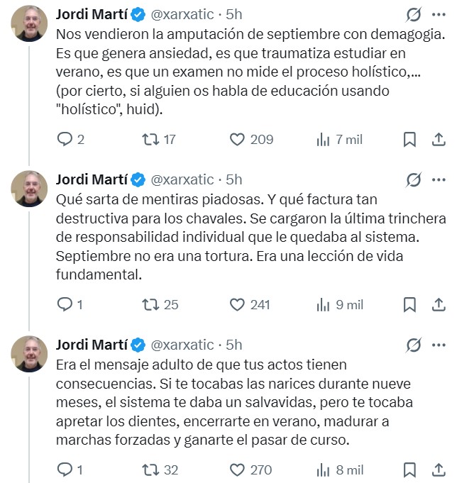 Eliminar los exámenes de septiembre ha sido un error garrafal.
