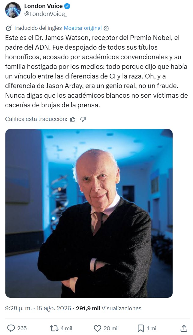 El Doctor James Watson es TODO lo contrario a Jason Arday.