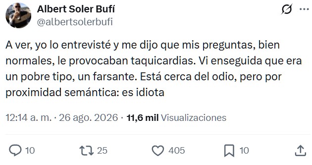 David Uclés, el prolífico escritor antifranquista, ha borrado esta publicación de su cuenta de Instagram.
