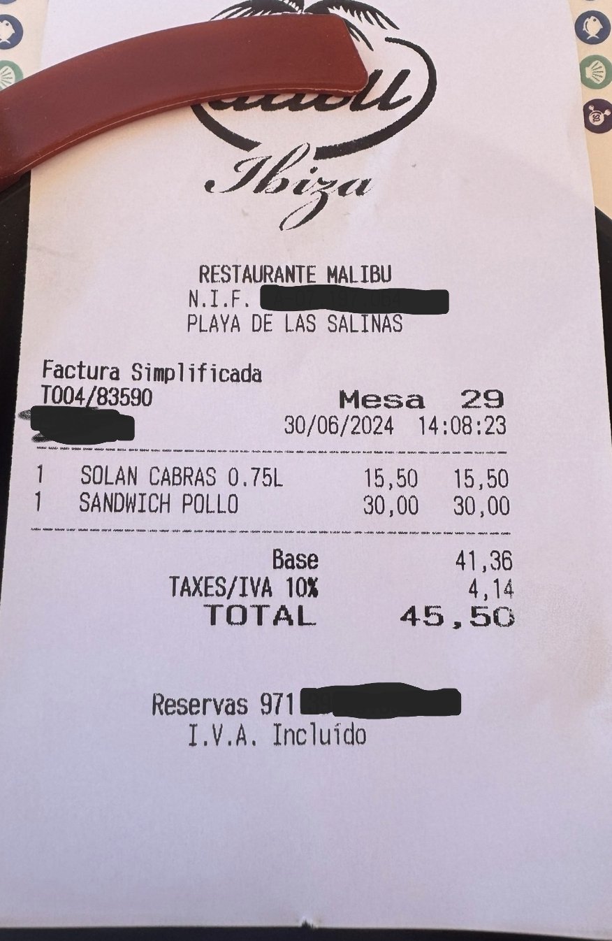 Sandwich + botella de agua en Ibiza: 45,5€