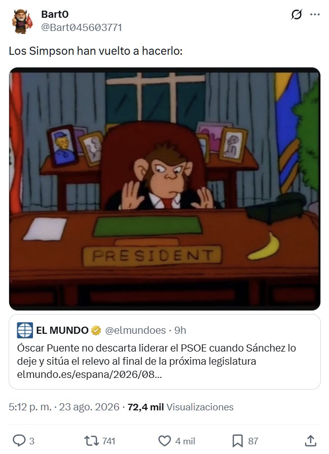 Óscar Puente deja abierta la puerta a suceder a Sánchez al frente del PSOE dentro de cuatro o cinco años, aunque asegura que el líder socialista es "el Jordan del equipo": "Si me llegara la pelota y me la tuviera que jugar, no soy de los que la pasan"