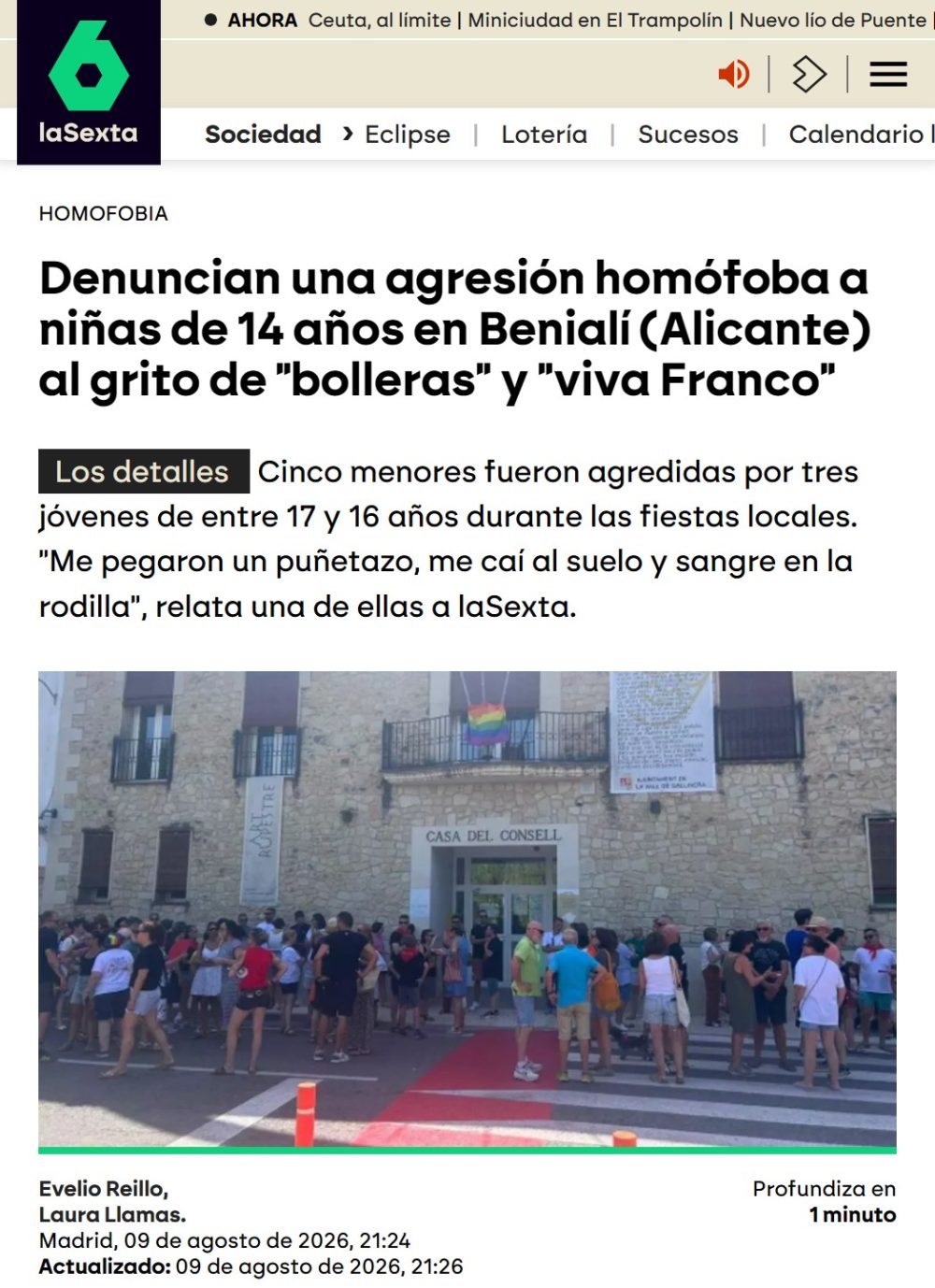 ¿Recordáis la "agresión homófoba" al grito de "Viva Vox" y "Viva Franco" en Alicante?