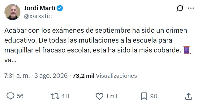 Eliminar los exámenes de septiembre ha sido un error garrafal.