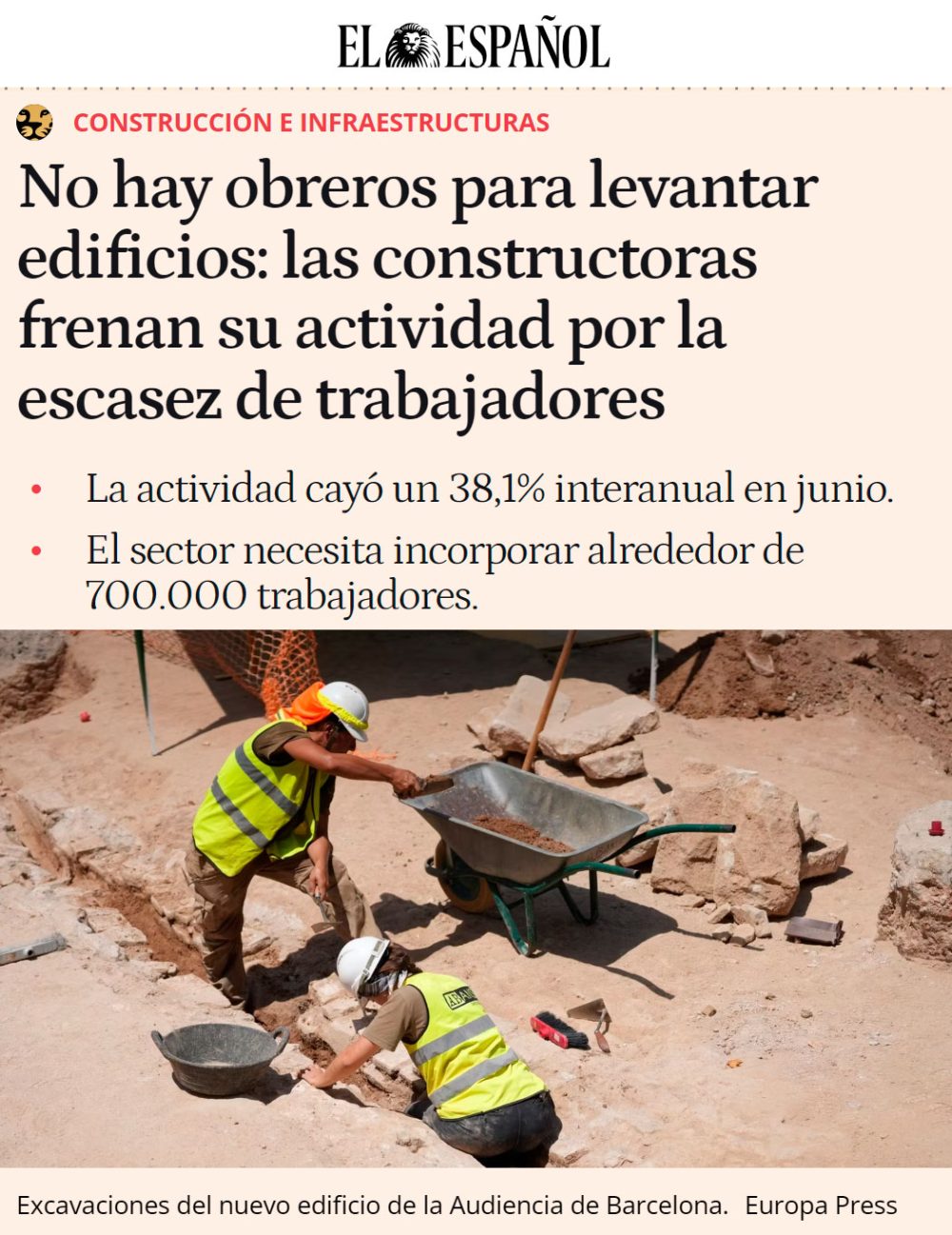 ¿Por qué no hay obreros para levantar edificios?
