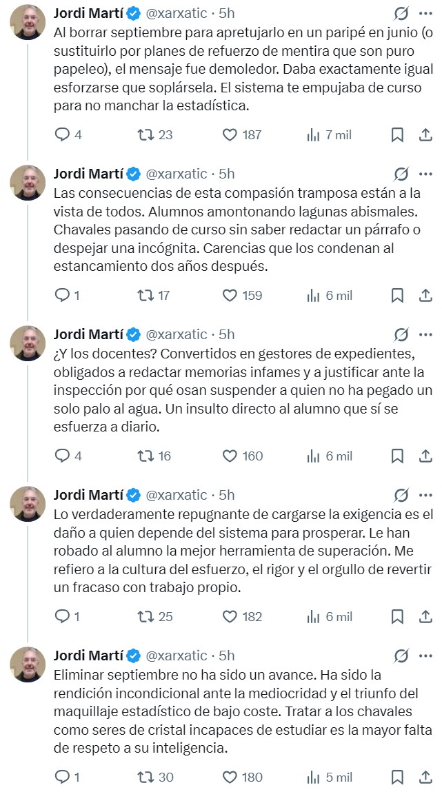Eliminar los exámenes de septiembre ha sido un error garrafal.