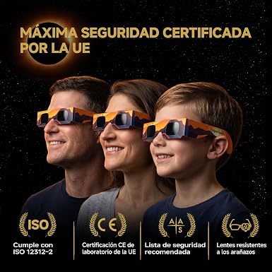 Pack de 3 gafas homologadas para ver el eclipse total por 6 euros.