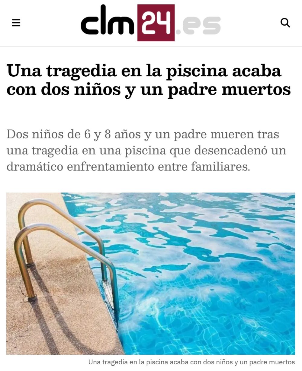 Un niño de 8 años ha hecho una ahogadilla a su primo de 6 y el pequeño ha muerto. El padre del niño de 6 ha matado después al sobrino en la piscina. Y el padre del niño de 8 se ha vengado apuñaIando mortaImente a su cuñado.