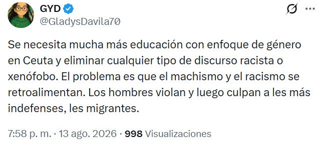 Una vecina de Ceuta: “Hoy a las 10 de la mañana han vioIado a una niña de 10 años de aquí de Ceuta”.