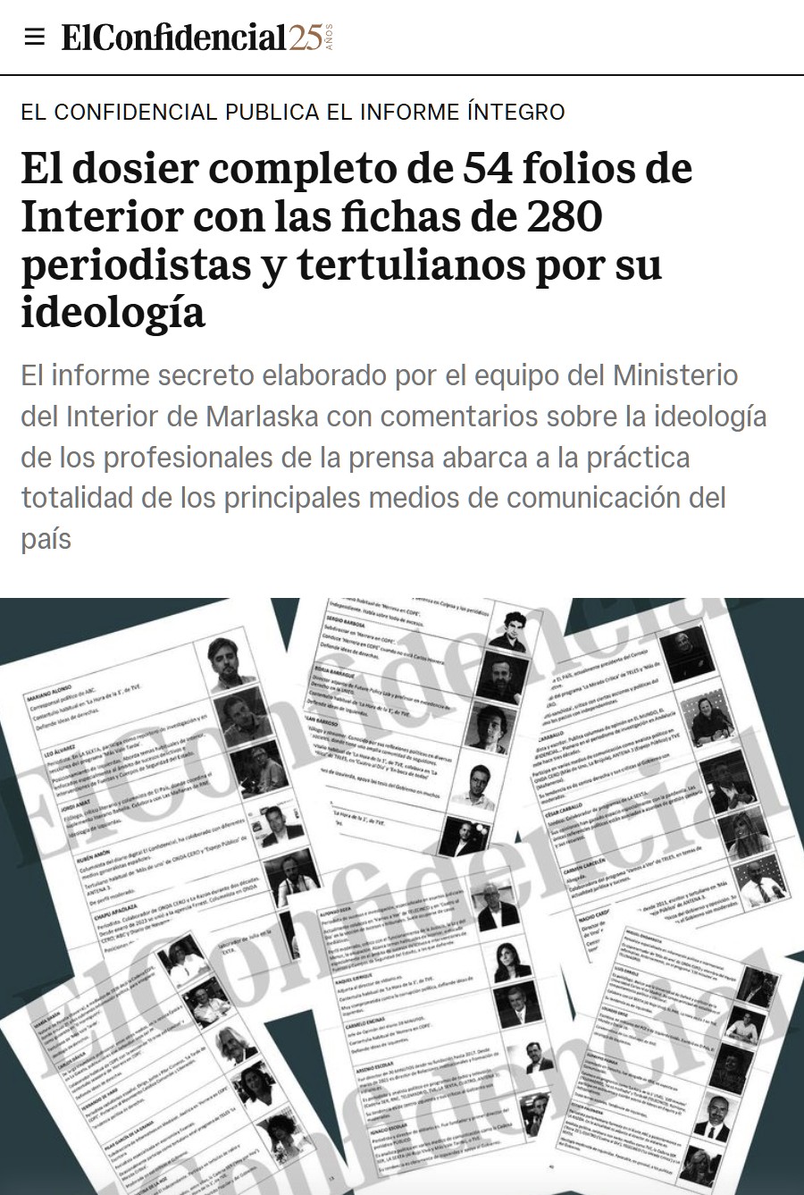 Marlaska admite la existencia de un dosier calificando a los periodistas por sus afinidades políticas.