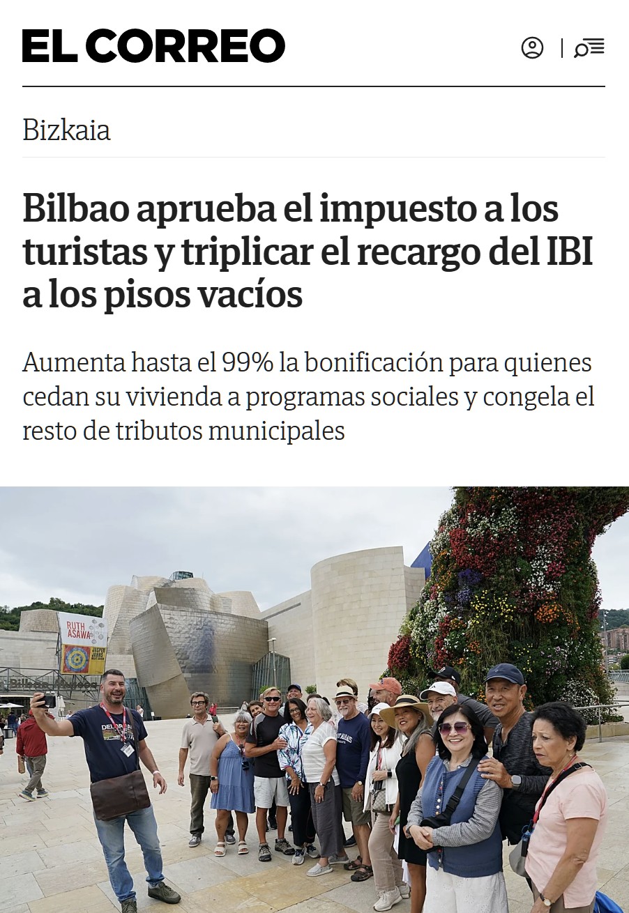 Bilbao no quiere tantos turistas: a partir de ahora les cobrará un impuesto.
