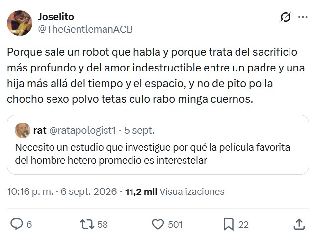 ¿Por qué la película favorita de muchos hombres es Interestelar?