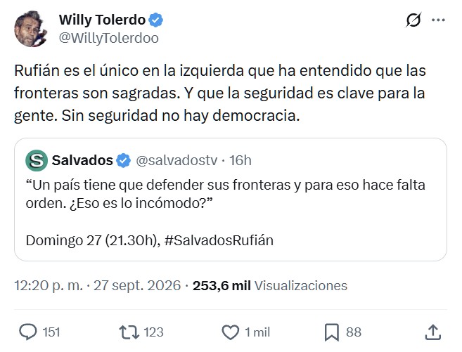 Rufián: “Un país tiene que defender sus fronteras y para eso hace falta orden. ¿Eso es lo incómodo?”