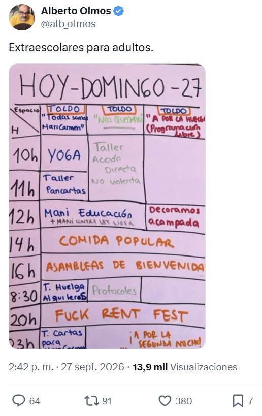 ¿Es el "15M de la vivienda" o el horario de un colegio?