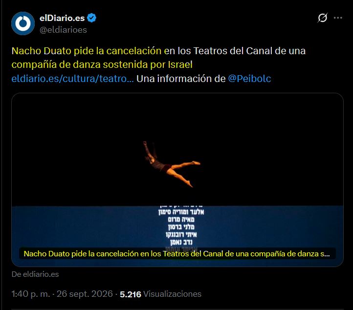 "El Arte está por encima de la Guerras" ...sólo cuando a Nacho le parece bien.