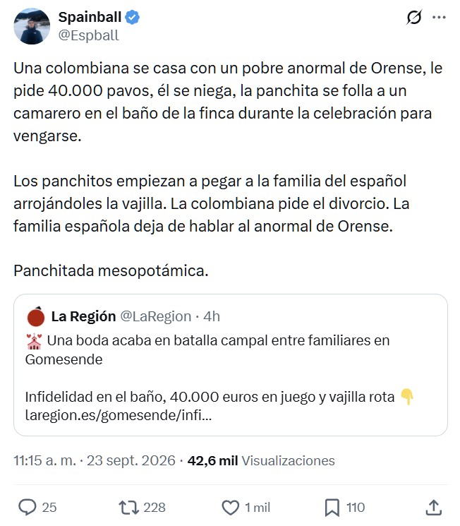 Una boda acaba en batalla campal en Gomesende (Ourense).