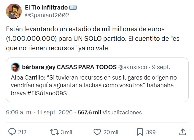 Alba Carrillo sobre los inmigrantes: “Si tuvieran recursos en sus lugares de origen no vendrían aquí a aguantar a fachas como vosotros”