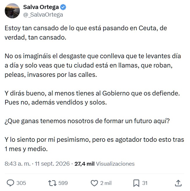Esto es exactamente lo que quieren el PSOE y Marruecos: desgastar a los habitantes de Ceuta para que se vayan y ellos hagan valer su mayoría con un ‘procés’ apoyado en que Ceuta y Melilla están en África.