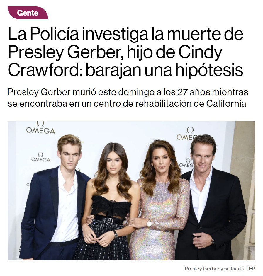 La policía cree que el hijo de Cindy Crawford ha muerto en una clínica de rehabilitación... de sobrеdosis.