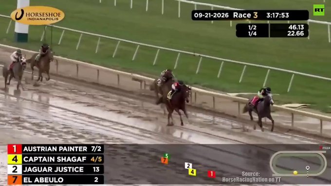 En USA, un caballo llamado PINTOR AUSTRIACO gano su primera carrera en el hipódromo de Indianápolis