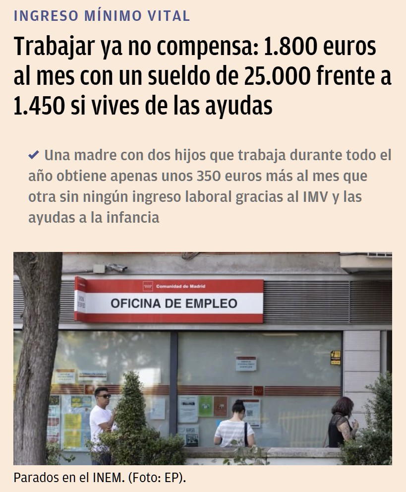 ¿Trabajarías 8 horas al día si cobrases solo 350 euros menos por no hacer nada?