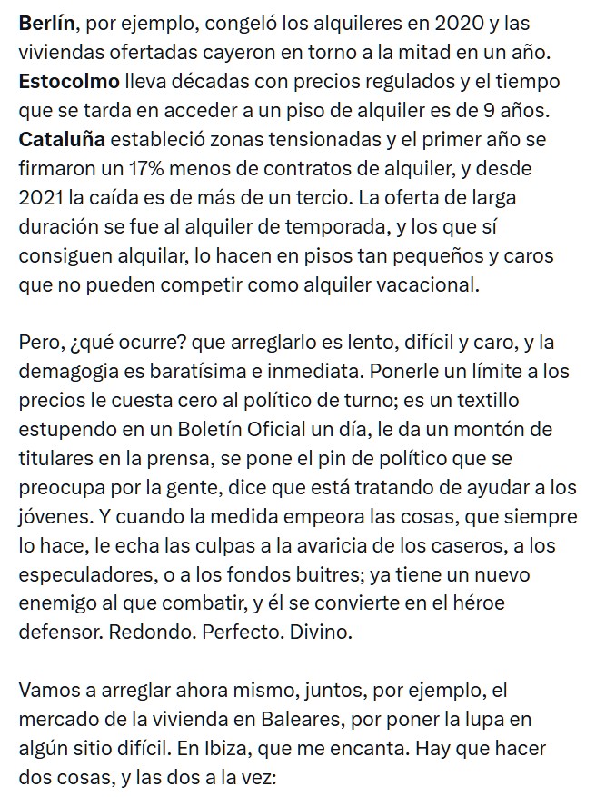 Las medidas inútiles que solo consiguen titulares y dañan la oferta, no van a solucionar el problema de la vivienda.