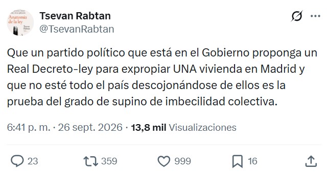 Las herencias son malas, menos si lo que heredas es un alquiler franquista. Entonces las herencias son buenas.